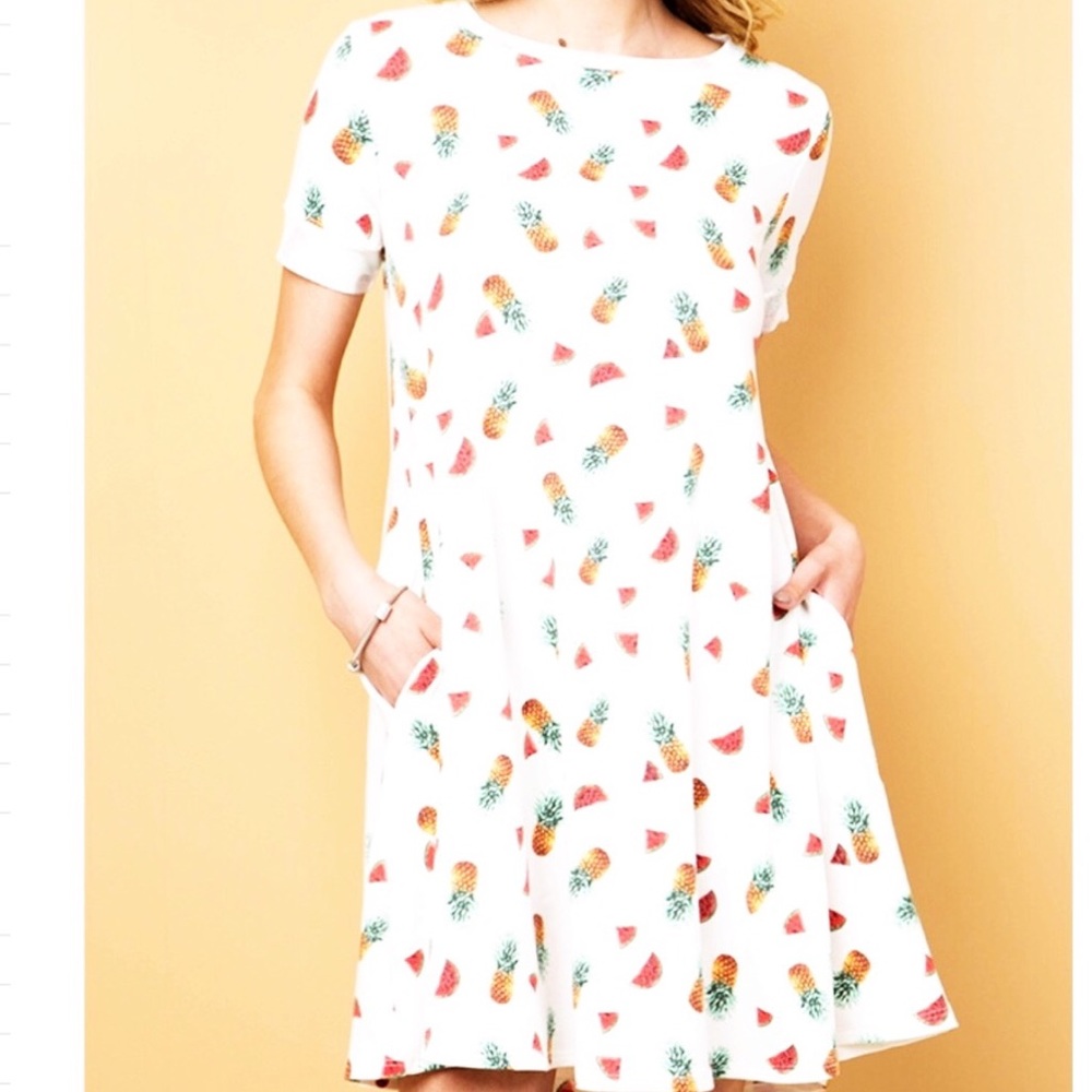 PINEAPPLE 🍍 & WATERMELON 🍉 PRINT SWING DRESS